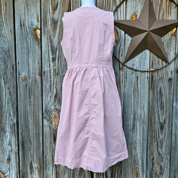 Sleeveless Trench Dress J. CREW Size 16T Plus Tall Mauve Pink Stretch Button - Picture 4 of 9